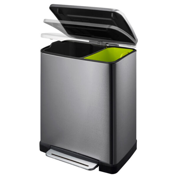 E-Cube recycling pedaalemmer 28+18 liter black steel - VB 926848 - Afbeelding 2
