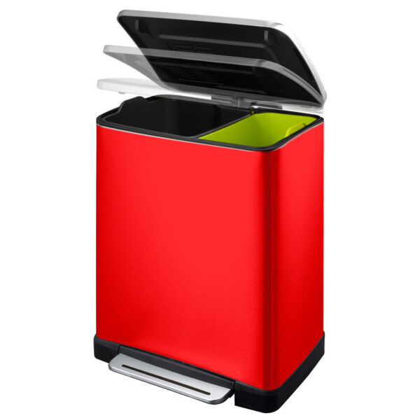 E-Cube recycling pedaalemmer 28+18 liter rood, mat RVS - VB 926846 - Afbeelding 2