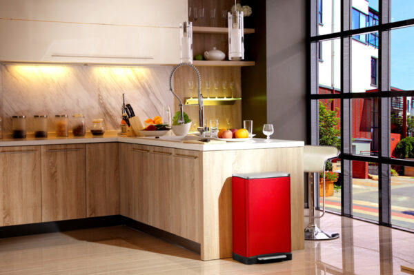 E-Cube recycling pedaalemmer 28+18 liter rood, mat RVS - VB 926846 - Afbeelding 6