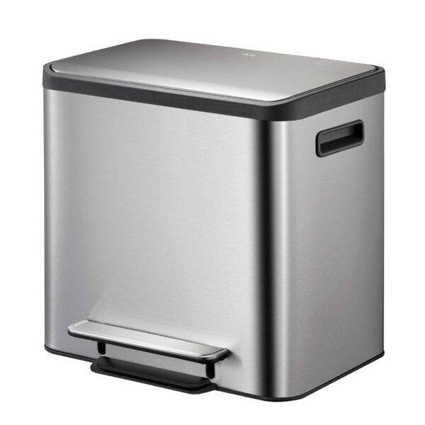 EcoCasa Recycler pedaalemmer 12+12 liter mat RVS - VB 912824