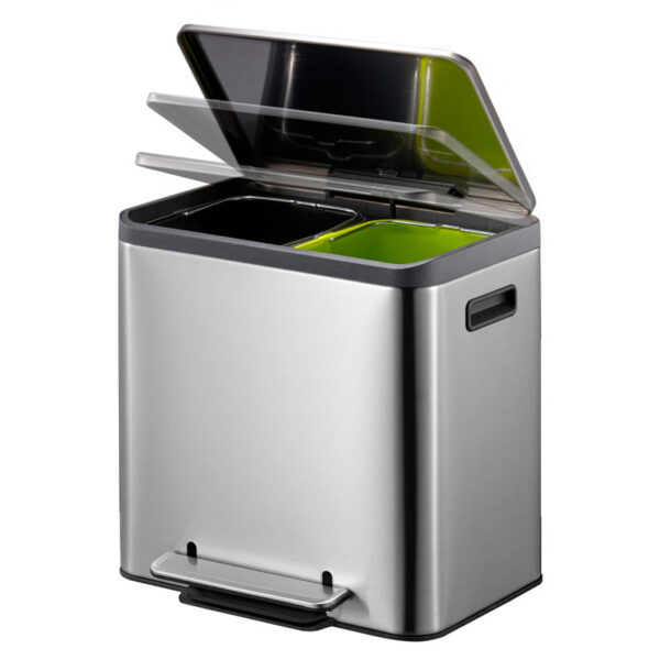 EcoCasa Recycler pedaalemmer 12+12 liter mat RVS - VB 912824 - Afbeelding 2