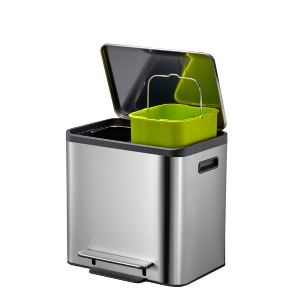 EcoCasa Recycler pedaalemmer 12+12 liter mat RVS - VB 912824 - Afbeelding 3