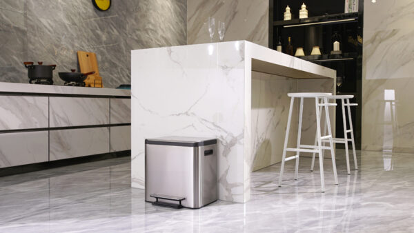 EcoCasa Recycler pedaalemmer 12+12 liter mat RVS - VB 912824 - Afbeelding 9