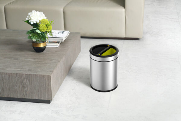 Round Open Top Bin 5+5 liter mat RVS - VB 903811 - Afbeelding 3