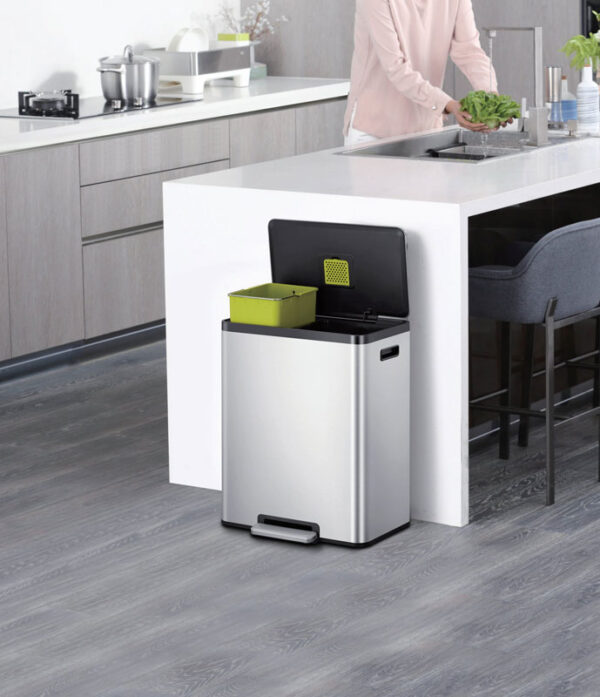 EcoCasa 2 recycling pedaalemmer 36+24 liter mat RVS - VB 913861 - Afbeelding 6