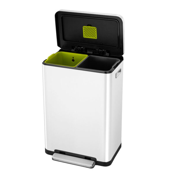 X-Cube recycling pedaalemmer 20+20 liter wit, mat RVS - VB 936840 - Afbeelding 3