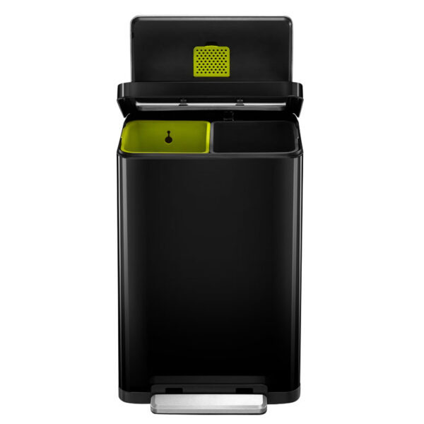 X-Cube recycling pedaalemmer 20+20 liter zwart glanzend, mat RVS - VB 936840 - Afbeelding 3