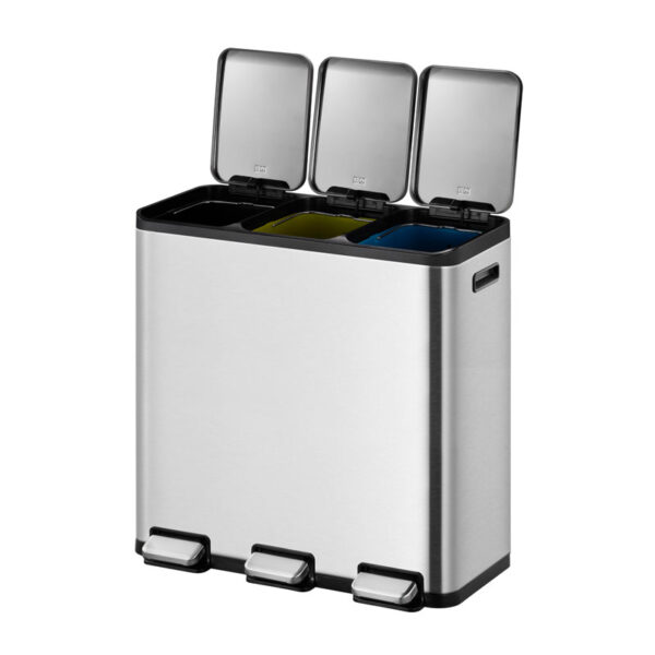 EcoCasa 1 pedaalemmer 15+15+15 liter mat RVS - VB 912945 - Afbeelding 2