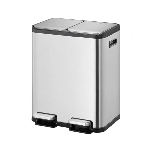 EcoCasa 1 pedaalemmer 30+30 liter mat RVS - VB 912960