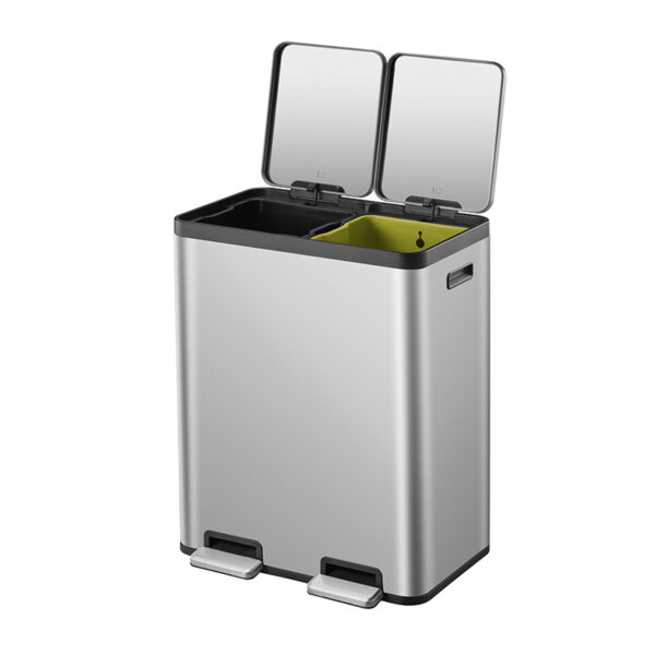 EcoCasa 1 pedaalemmer 30+30 liter mat RVS - VB 912960 - Afbeelding 2