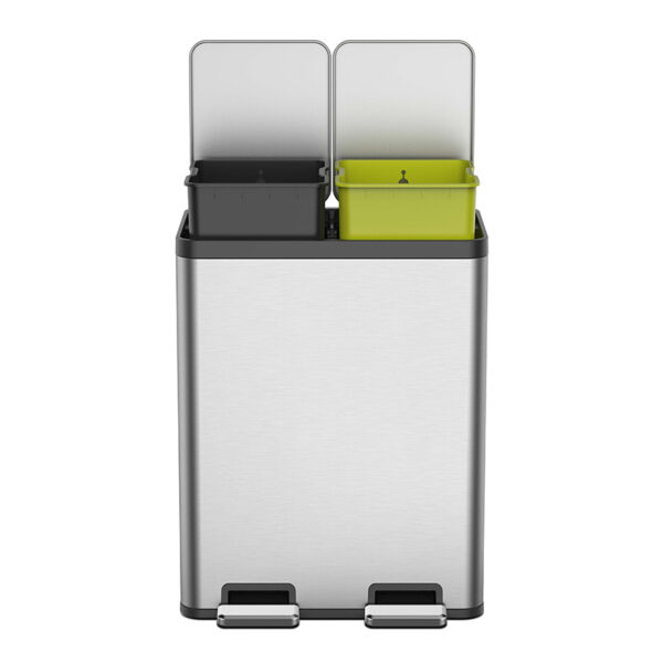 EcoCasa 1 pedaalemmer 30+30 liter mat RVS - VB 912960 - Afbeelding 3