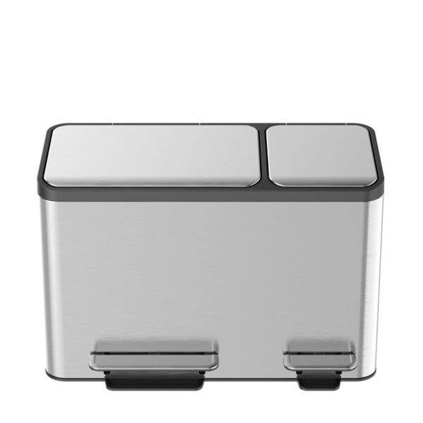 EcoCasa Recycler pedaalemmer 24+12 liter mat RVS - VB 912836 - Afbeelding 3