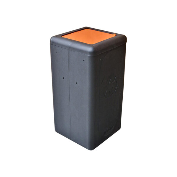 Circulaire Afvalbak met klepdeksel 65 liter zwart, oranje - VB 196272