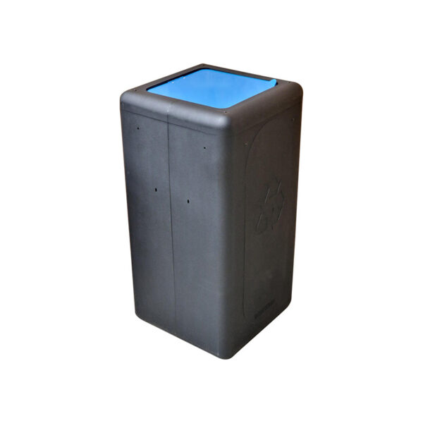 Circulaire Afvalbak met klepdeksel 65 liter zwart, blauw - VB 196296