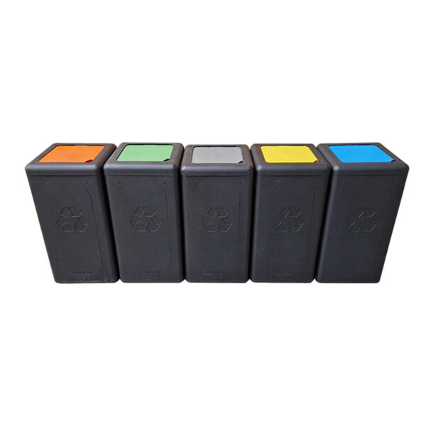 Circulaire Afvalbak met klepdeksel 65 liter zwart, blauw - VB 196296 - Afbeelding 5