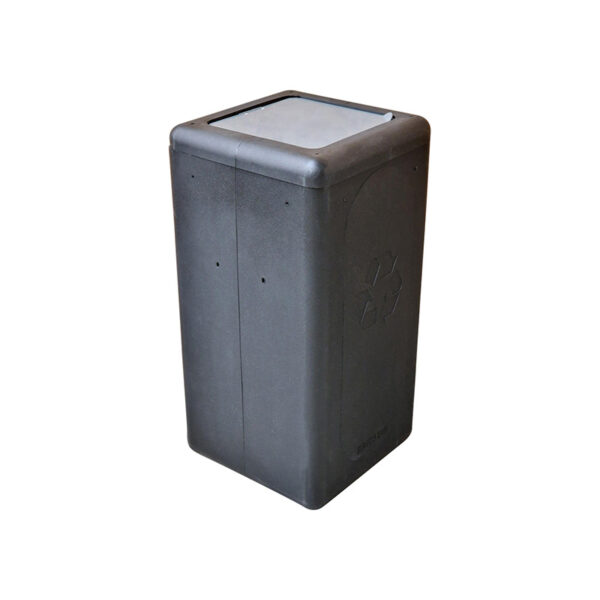 Circulaire Afvalbak met klepdeksel 65 liter zwart, grijs - VB 196302
