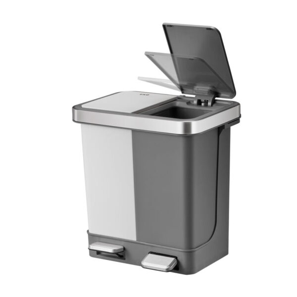 Hana Duo Recycling pedaalemmer 10+10 liter wit, grijs - VB 620020 - Afbeelding 3