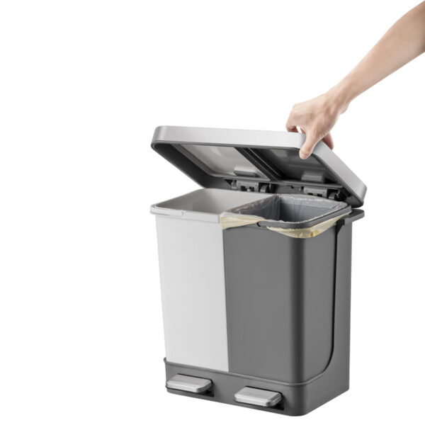 Hana Duo Recycling pedaalemmer 10+10 liter wit, grijs - VB 620020 - Afbeelding 11