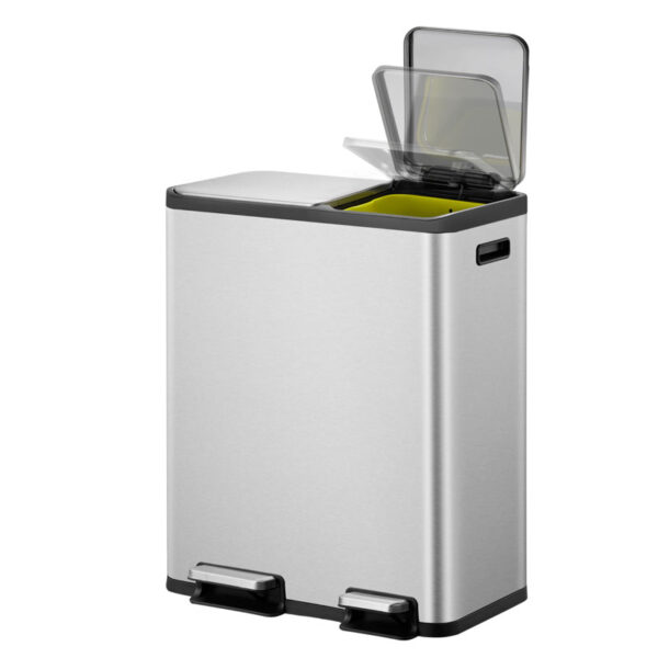 EcoCasa Recycler pedaalemmer 30+20 liter mat RVS - VB 912850 - Afbeelding 2