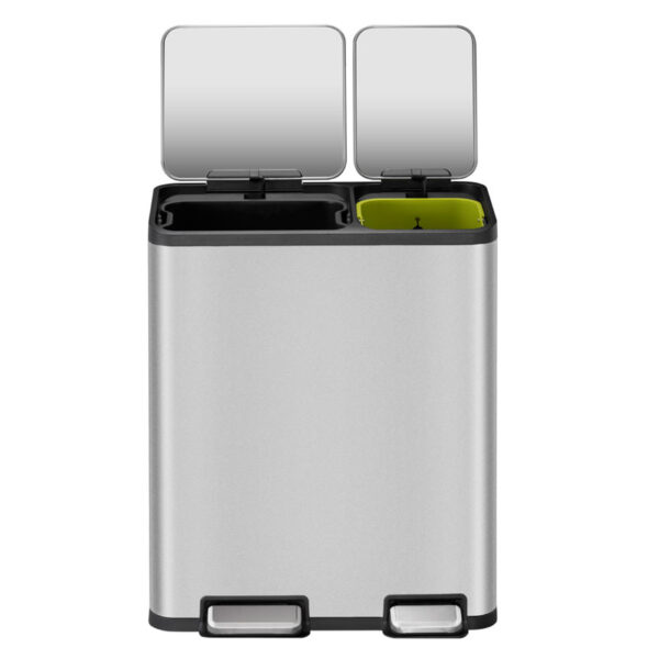 EcoCasa Recycler pedaalemmer 30+20 liter mat RVS - VB 912850 - Afbeelding 3
