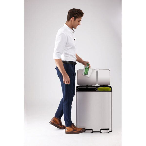 EcoCasa Recycler pedaalemmer 30+20 liter mat RVS - VB 912850 - Afbeelding 5