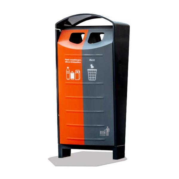 Buitenafvalbak 2x50 liter zwart, grijs, oranje - VB 204229