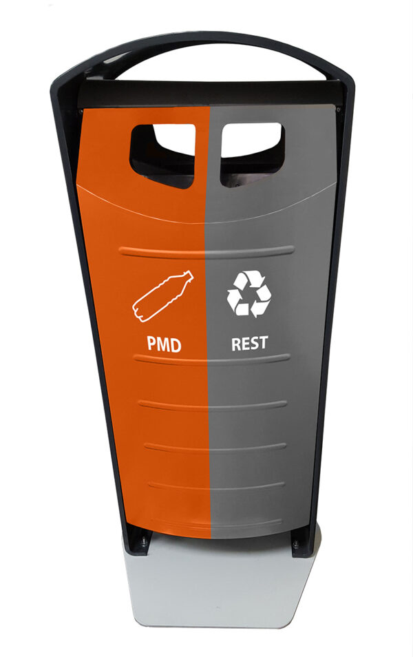 Buitenafvalbak 2x50 liter zwart, grijs, oranje - VB 204229 - Afbeelding 2