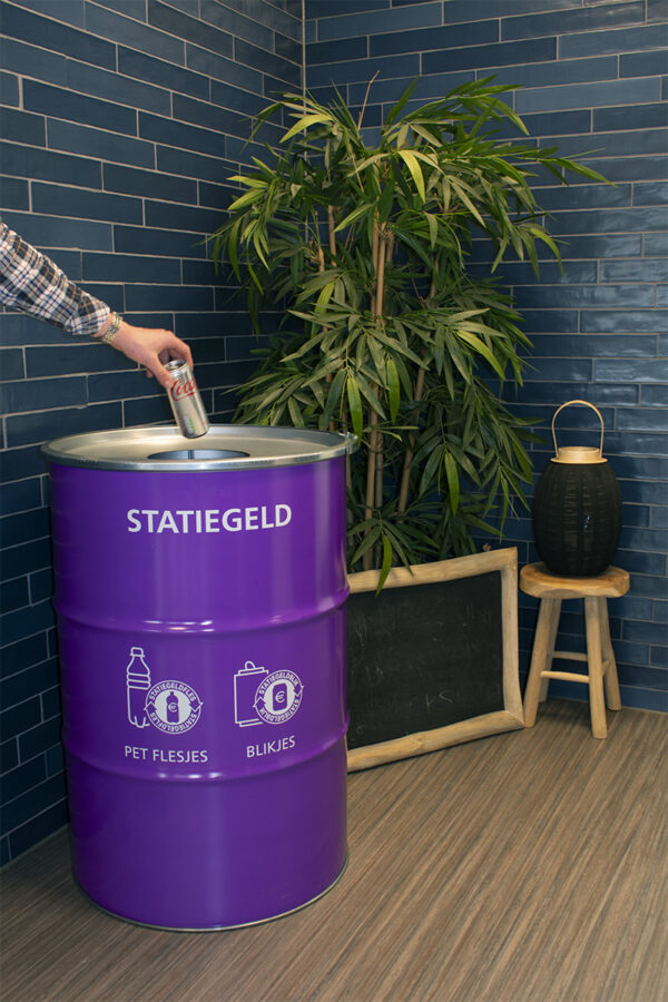 Afvalbak Statiegeld met inwerpopening 200 liter paars - VB 206629 - Afbeelding 6