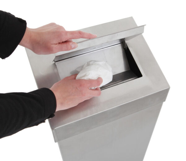Afvalbak met hygiënische top 18 liter mat RVS - VB 650002 - Afbeelding 3