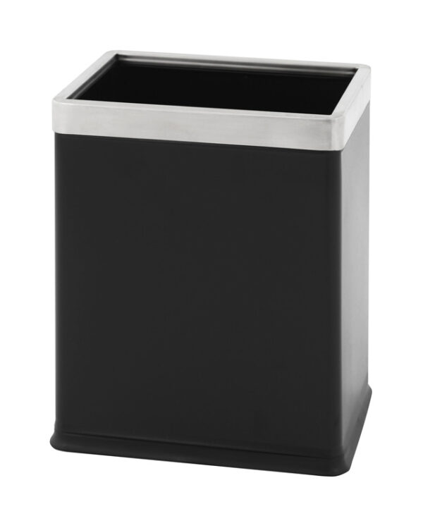 Dubbelwandige papierbak, rechthoekig zwart, RVS - VB 650118
