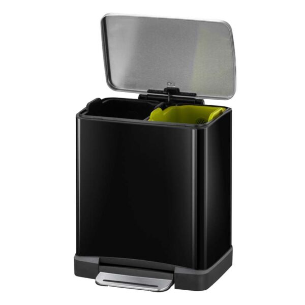 E-Cube recycling pedaalemmer 10+9 liter zwart glanzend, mat RVS - VB 926819 - Afbeelding 2