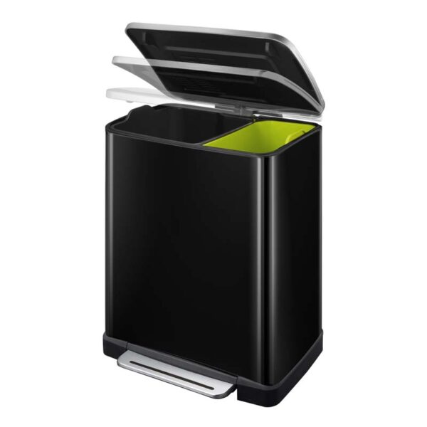 E-Cube recycling pedaalemmer 28+18 liter zwart glanzend, mat RVS - VB 926846 - Afbeelding 3