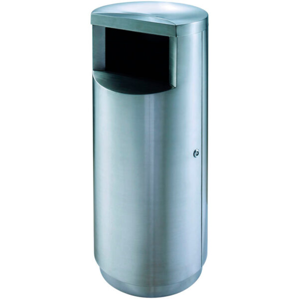 Ronde afvalbak met zijopening mat RVS - VB 667826