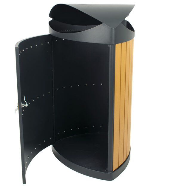 Driehoekige buitenafvalbak zwart, houtlook - VB 667871 - Afbeelding 3
