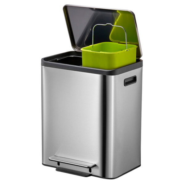 EcoCasa Recycler pedaalemmer 15+15 liter mat RVS - VB 912831 - Afbeelding 3