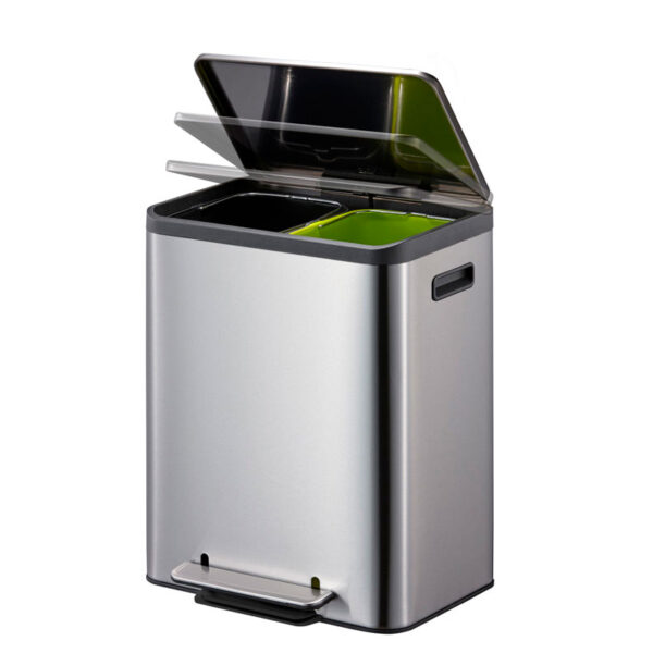 EcoCasa Recycler pedaalemmer 15+15 liter mat RVS - VB 912831 - Afbeelding 4