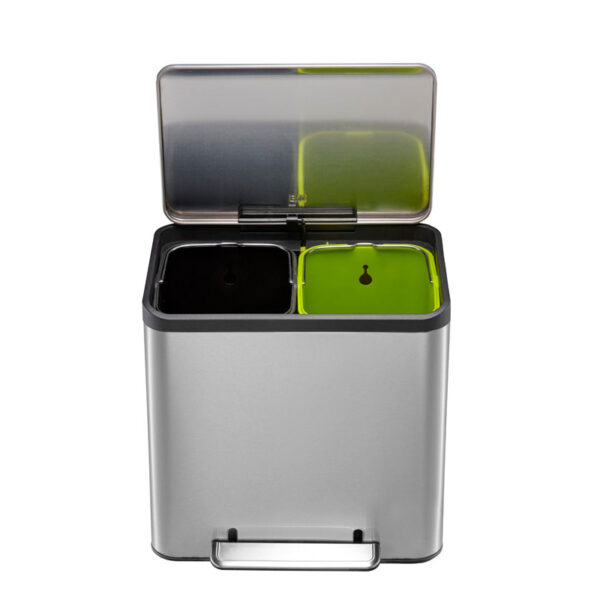 EcoCasa Recycler pedaalemmer 15+15 liter mat RVS - VB 912831 - Afbeelding 9