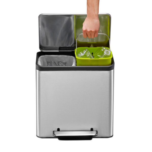 EcoCasa Recycler pedaalemmer 15+15 liter mat RVS - VB 912831 - Afbeelding 10