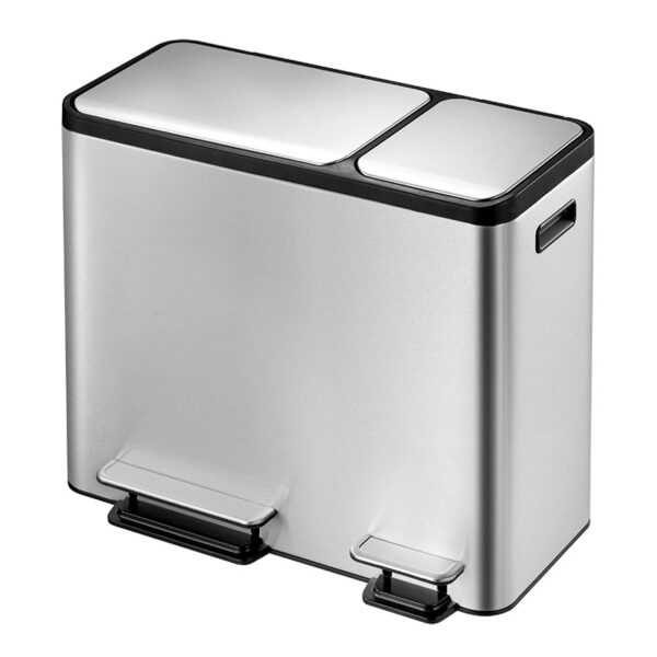 EcoCasa Recycler pedaalemmer 30+15 liter mat RVS - VB 912845 - Afbeelding 2