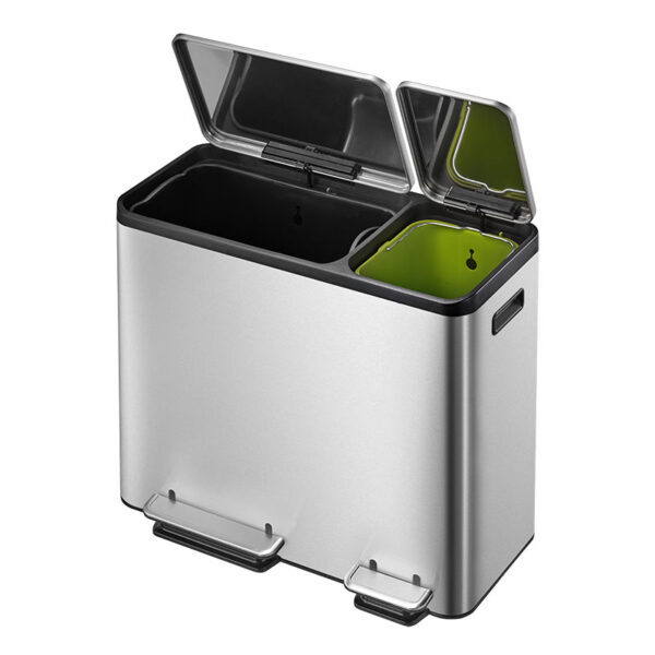 EcoCasa Recycler pedaalemmer 30+15 liter mat RVS - VB 912845 - Afbeelding 3