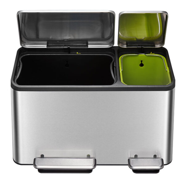 EcoCasa Recycler pedaalemmer 30+15 liter mat RVS - VB 912845 - Afbeelding 5