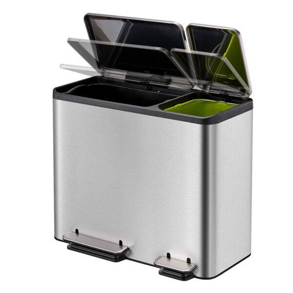 EcoCasa Recycler pedaalemmer 30+15 liter mat RVS - VB 912845 - Afbeelding 6