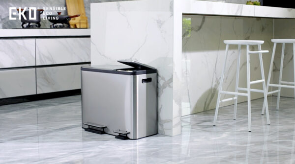 EcoCasa Recycler pedaalemmer 15+15+15 liter mat RVS - VB 912846 - Afbeelding 8