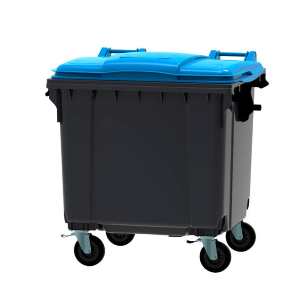 Container 1100 liter vlak deksel grijs, blauw - VB 718993