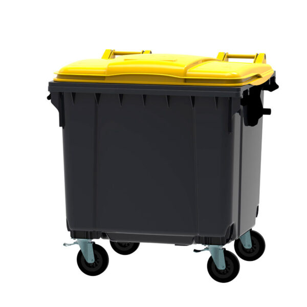 Container 1100 liter vlak deksel grijs, geel - VB 719013