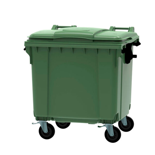 Container 1100 liter vlak deksel groen - VB 719068
