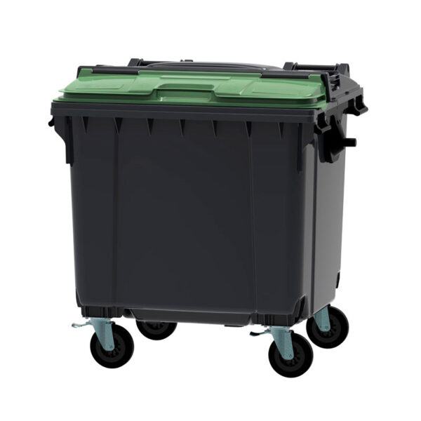 Container 1100 liter split deksel grijs, groen - VB 719112