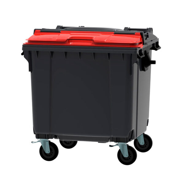 Container 1100 liter split deksel grijs, rood - VB 719136