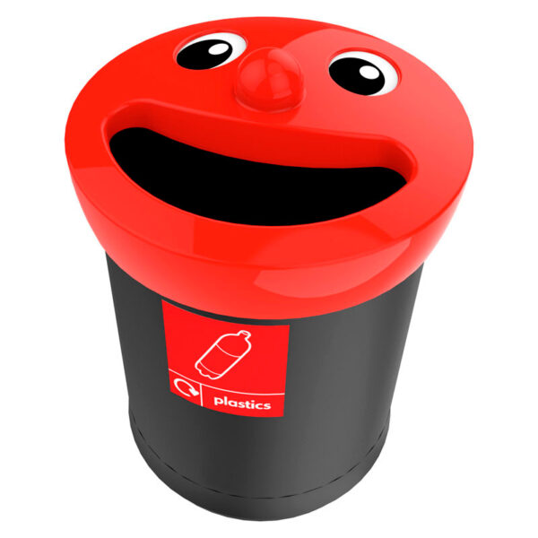 Smiley Face Bin Plastics 52 liter zwart, rood - VB 719457
