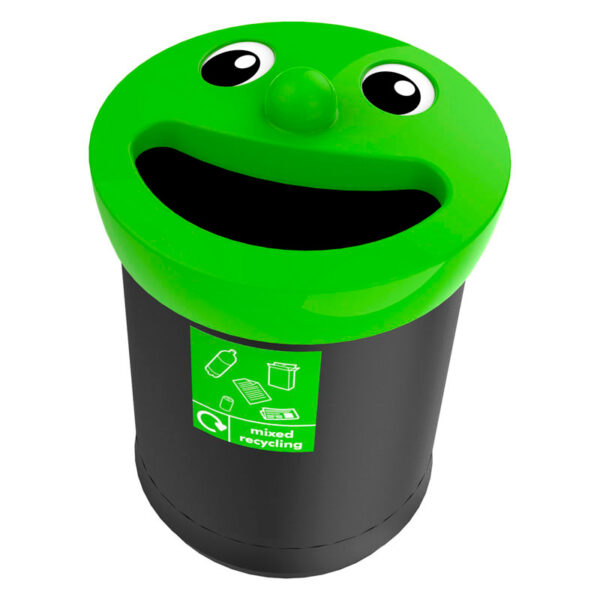 Smiley Face Bin Mixed recycling 52 liter Zwart, lime - VB 719471